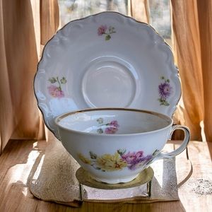 Winterling Vintage Porcelain Teacup and Saucer Bavarian Germany Floral